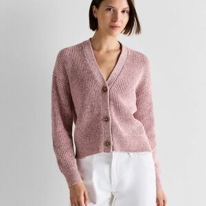 NWT Quince 100% Organic Cotton Fisherman Boxy Cropped Cardigan Small